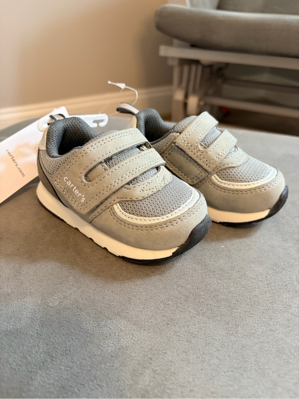 Carter's Light Gray Toddler Hook-and-Loop Sneakers